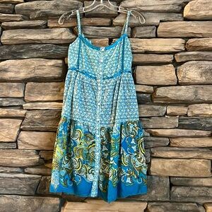 Derek Heart Tiered Button Up Paisley Floral Dress Size Large